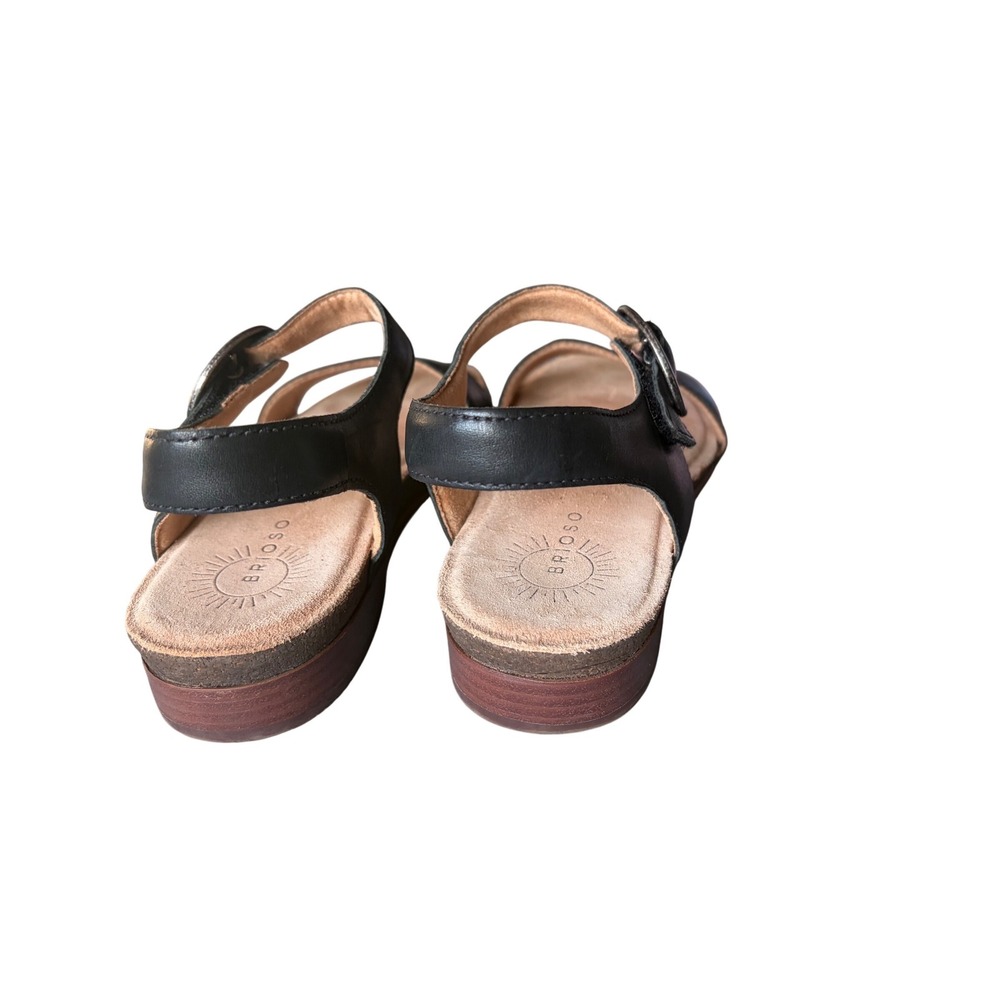 Brioso Rancho Black Leather Ankle Strap Buckle Sandals Womens 9.5 M Brazil - Picture 7 of 8